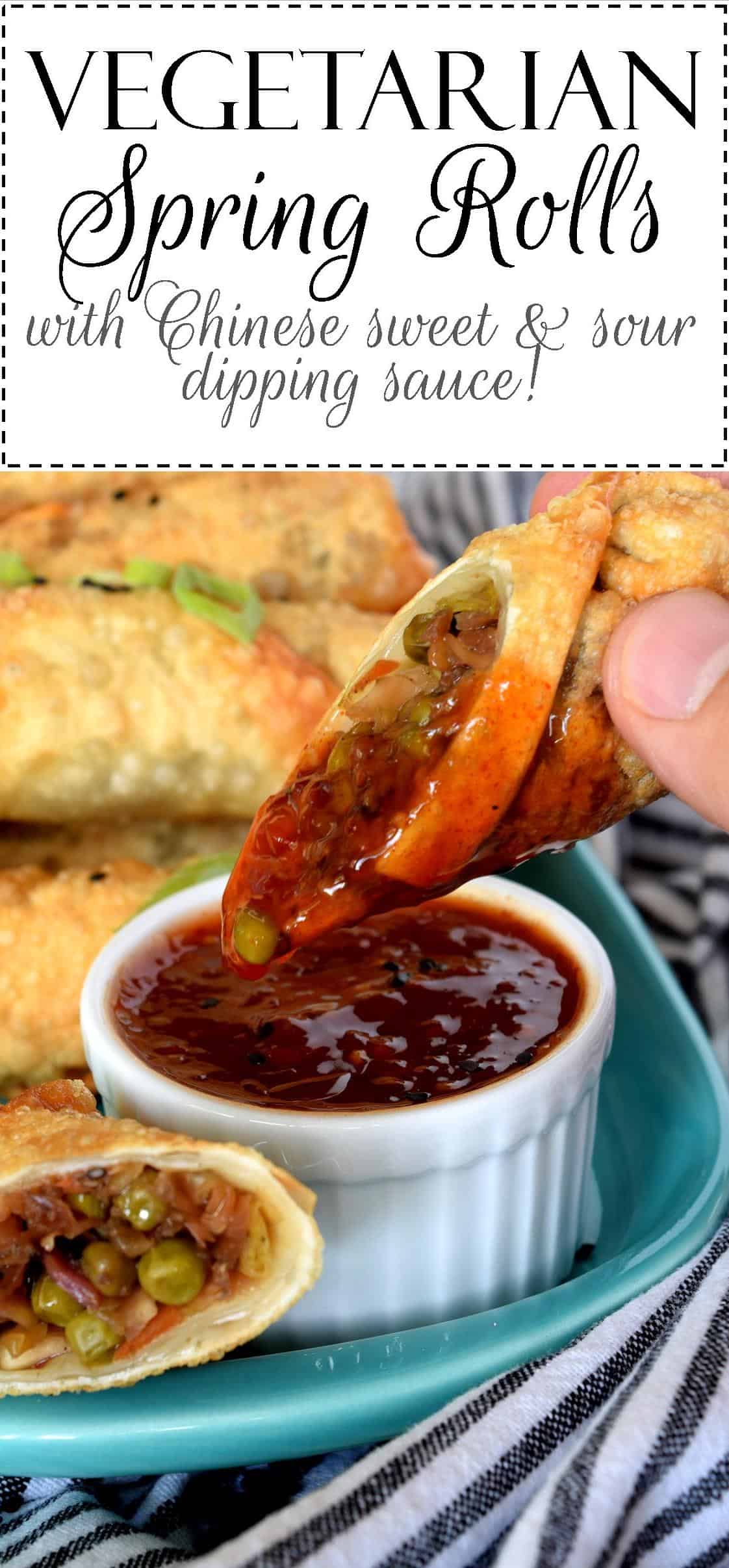 Vegetarian Spring Rolls with Chinese Sweet and Sour Dipping Sauce