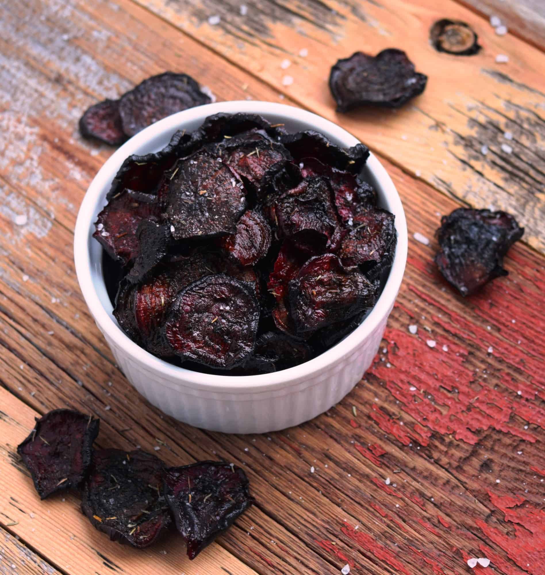 Salted Oven-Baked Beet Chips with Thyme
