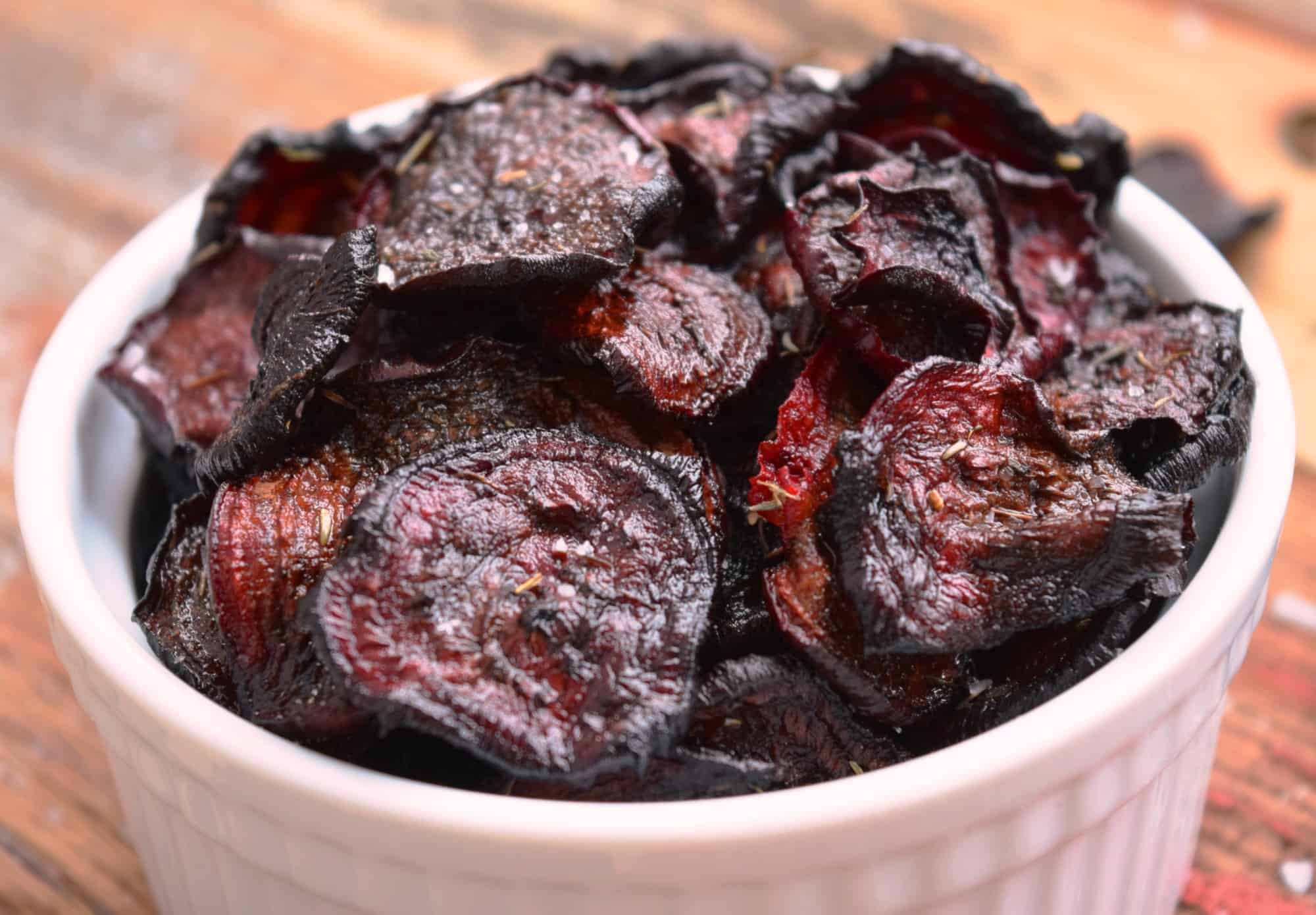 Salted Oven-Baked Beet Chips with Thyme