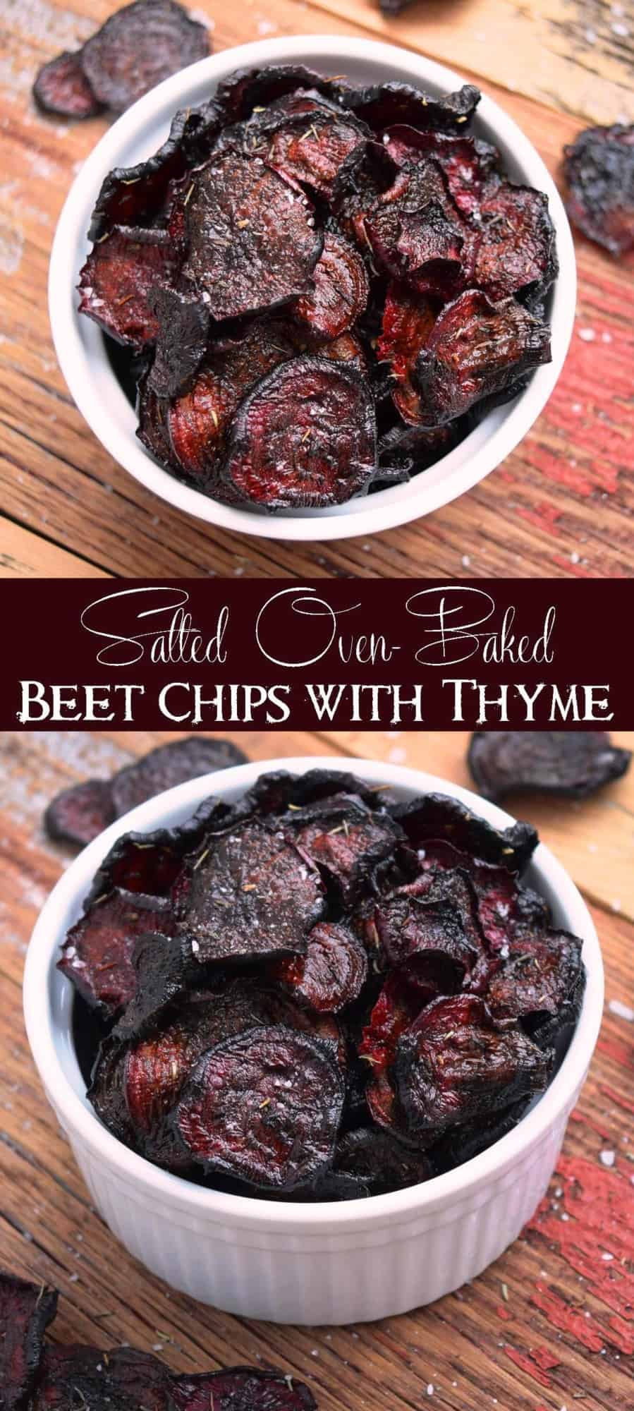 Salted Oven Baked Beet Chips with Thyme