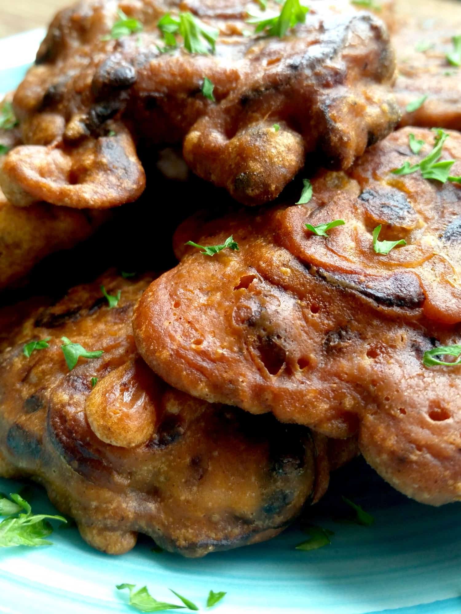 Caramelized Onion Fritters with Spicy Aioli Dipping Sauce