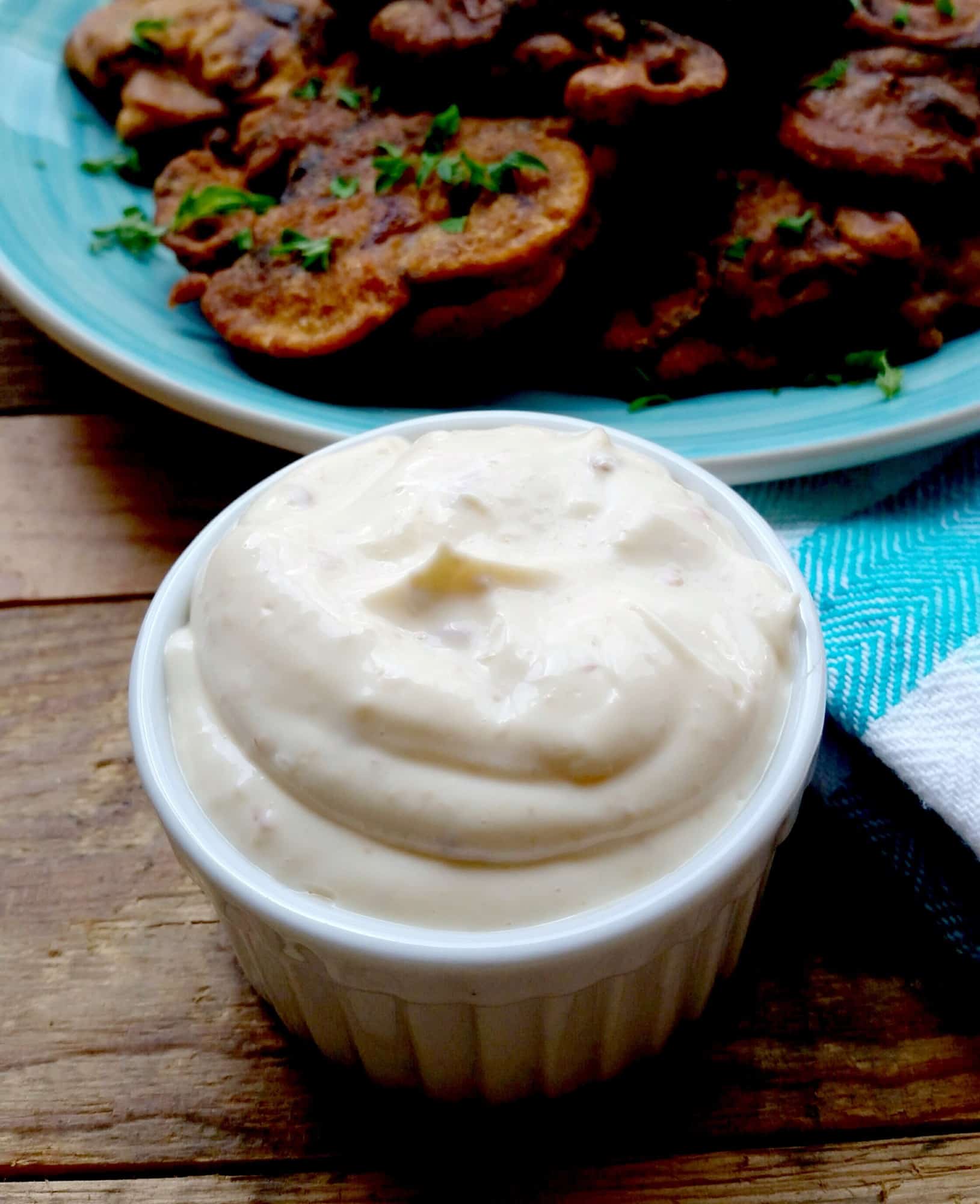 Caramelized Onion Fritters with Spicy Aioli Dipping Sauce