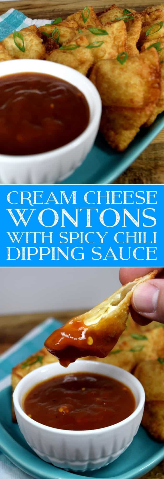 Cream Cheese Wontons with Spicy Chili Dipping Sauce