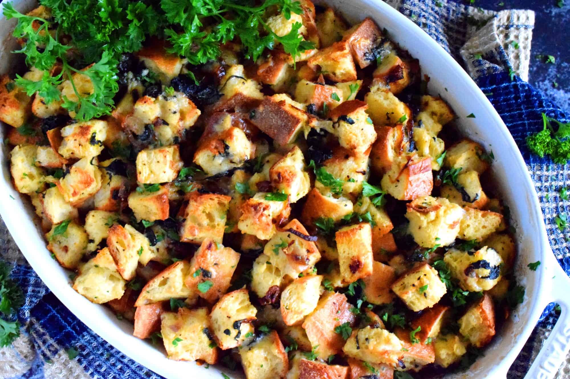 Baguette Stuffing with Swiss Chard and Caramelized Onions Lord Byron's Kitchen
