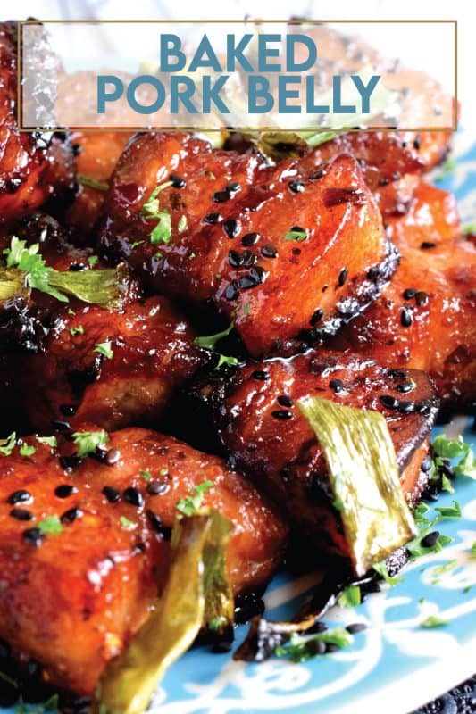 An indulgent dish that takes hold of your senses and doesn't apologize - Easy Baked Pork Belly is slightly spicy with hints of saltiness and sweetness; it's super moist and super delicious! #pork #belly #baked #porkbelly #theotherwhitemeat #asiancooking