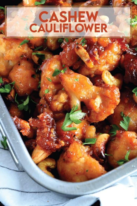 Cashew Cauliflower is the vegetarian equivalent of the classic Chinese buffet favourite, Cashew Chicken. The same great flavour as your favourite Chinese take out, but in vegetarian format.  This is one of those recipes that you will want to make over and over again. Yum! #cashew #cauliflower #takeout #vegetarian #asian