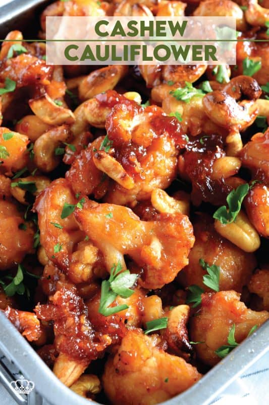 Cashew Cauliflower is the vegetarian equivalent of the classic Chinese buffet favourite, Cashew Chicken. The same great flavour as your favourite Chinese take out, but in vegetarian format.  This is one of those recipes that you will want to make over and over again. Yum! #cashew #cauliflower #takeout #vegetarian #asian