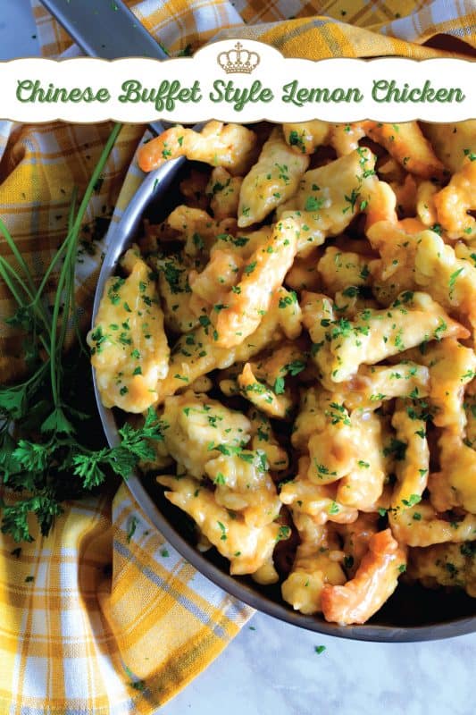 A make-at-home version of the classic buffet-style fried chicken in a thick, gooey lemon sauce! Chinese Buffet Style Lemon Chicken is everything you need to make dinner extra special. And, it's tastier, fresher, and cheaper than ordering take out too. #lemon #chicken #lemonchicken #buffetstyle #chinesefood #copycatrecipe