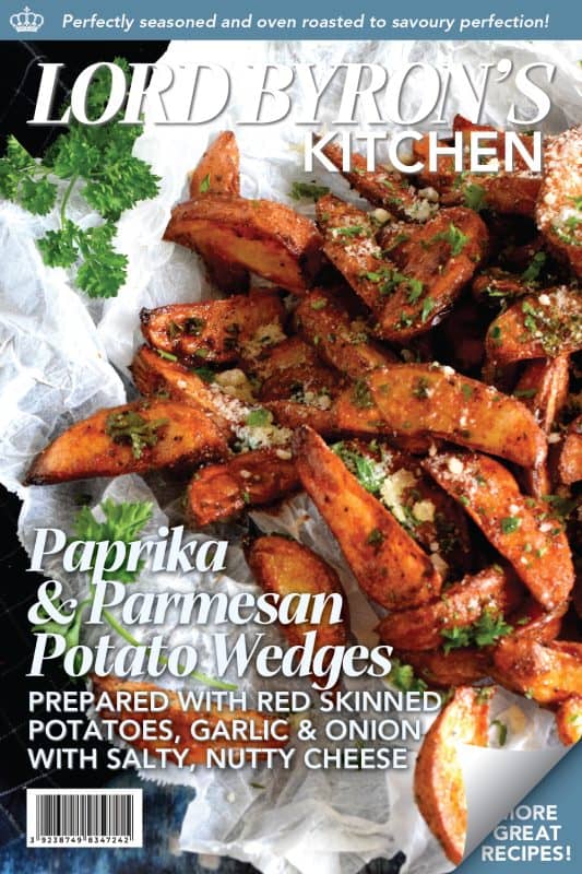 Roasted to perfection and perfectly seasoned, Paprika and Parmesan Potato Wedges are the perfect side dish - smoky, garlicky, onion-y, and cheesy - could these get any better? Oftentimes, these are served with finger foods like pizza or chicken wings. #potato #potatoes #wedges #wedge #fries #roasted #baked #cheese #parmesan