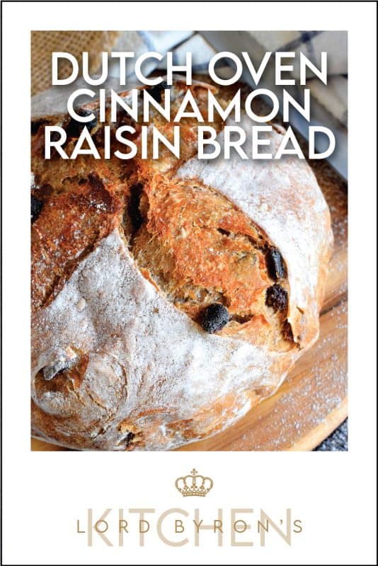 There's something really soothing and satisfying about freshly baked bread. Even more so when you bake that bread yourself! Dutch Oven Cinnamon Raisin Bread is the tastiest - and easiest! - bread you'll ever make. It's a good thing too, because you'll want to make this bread again and again! #dutchoven #cinnamon #raisin #cinnamonraisin #bread #homemadebread #dutchovenbread