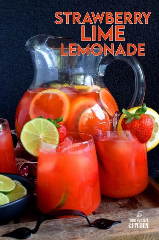A refreshing summer drink made with simple syrup, whole strawberries, lime and lemon juice. If you're looking to up your lemonade game, this one is for you! Make a pitcher and serve with lots of ice on a hot summer day.  Turn leftover Strawberry Lime Lemonade into popsicles simply by pouring the juice into a popsicle mold and freezing! #limeade #strawberry #juice #lemonade #lime