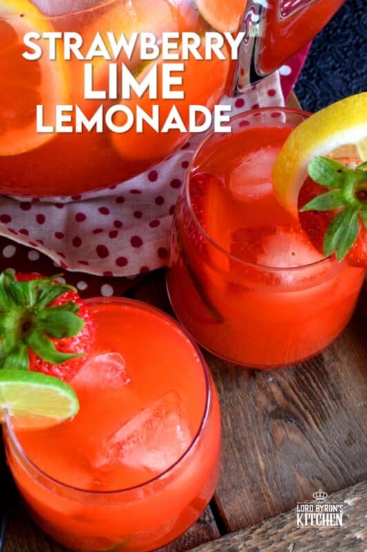 A refreshing summer drink made with simple syrup, whole strawberries, lime and lemon juice. If you're looking to up your lemonade game, this one is for you! Make a pitcher and serve with lots of ice on a hot summer day.  Turn leftover Strawberry Lime Lemonade into popsicles simply by pouring the juice into a popsicle mold and freezing! #limeade #strawberry #juice #lemonade #lime