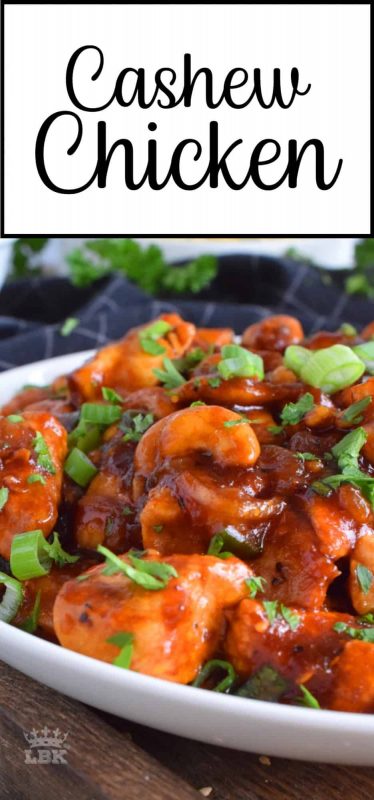 Faster than the time it takes to wait for delivery, Cashew Chicken is made with tender and moist breast meat, whole cashews, and a sweet and savoury sauce.#cashew #chicken #homemade #weeknight