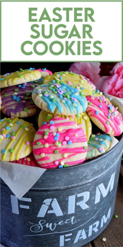 Whimsical and playful, these Easter Sugar Cookies are a springtime delight! Easy to prepare and fun to make, they are great for giving as a gift to that favourite teacher or daycare provider - that is if you can avoid saving them all for yourself! They are just a delicious as they are pretty! #easter #sugar #cookies #sugarcookies #candymelts