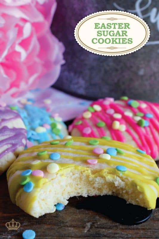 Whimsical and playful, these Easter Sugar Cookies are a springtime delight! Easy to prepare and fun to make, they are great for giving as a gift to that favourite teacher or daycare provider - that is if you can avoid saving them all for yourself! They are just a delicious as they are pretty! #easter #sugar #cookies #sugarcookies #candymelts