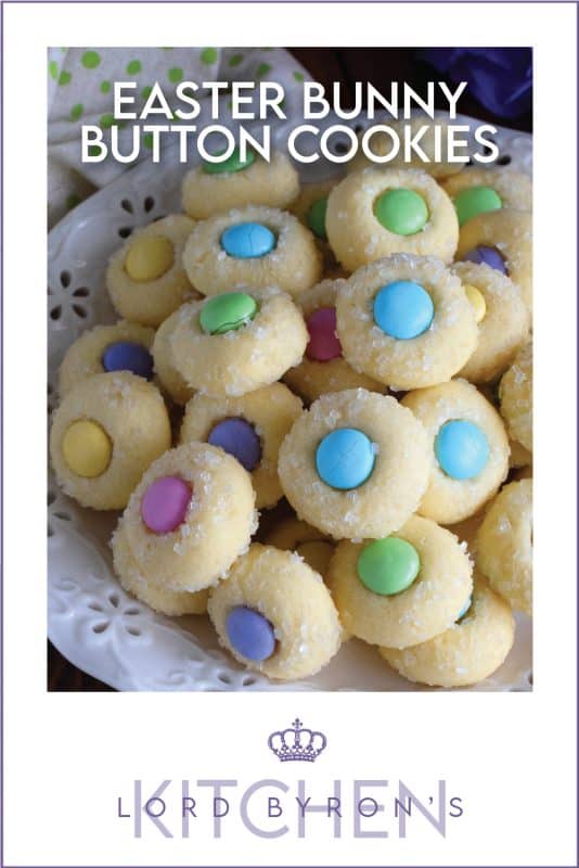 Miniature, one-bite cookies made with pastel candy centers. Easter Bunny Button Cookies are a great Easter gift idea and can be easily packaged for gift-giving, or just save them all for yourself! Whatever you decide, a double batch just might be a good idea! #easter #bunny #cookies #candy #chocolate
