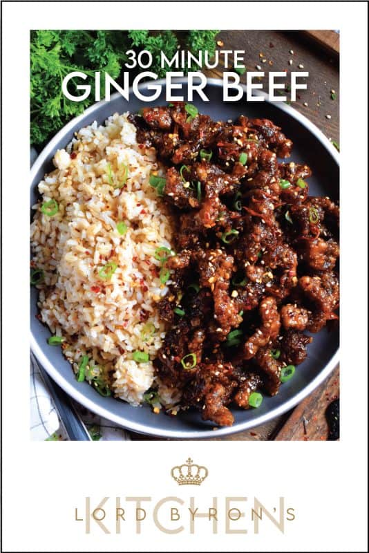 Thinly sliced beef, fried until crispy, and coated in a sweet and slightly spicy garlic and ginger sauce; 30 Minute Ginger Beef is an inexpensive dinner the whole family will love! #ginger #beef #takeout #homemade #garlic #fried #crispy