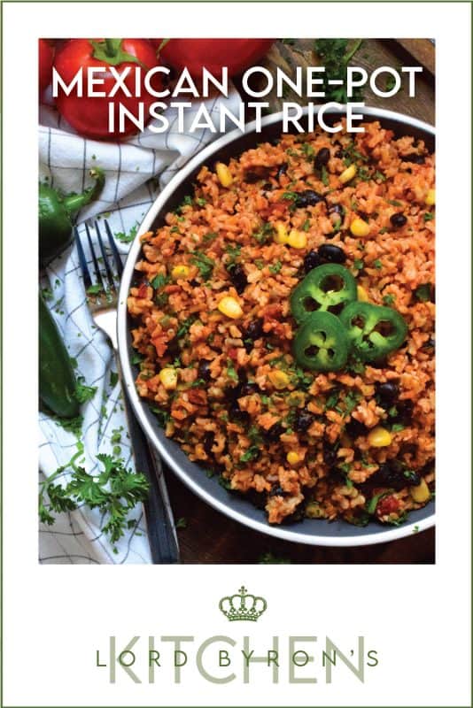 Toss everything into one pot, stir to combine, and let it go! That's just how easy it is to prepare this Mexican One Pot Instant Rice!  It's a delicious side served hot or at room temperature. Try it stuffed into a burrito with chicken, beef, or pork! #mexican #rice #instantrice #cornandbeans #side
