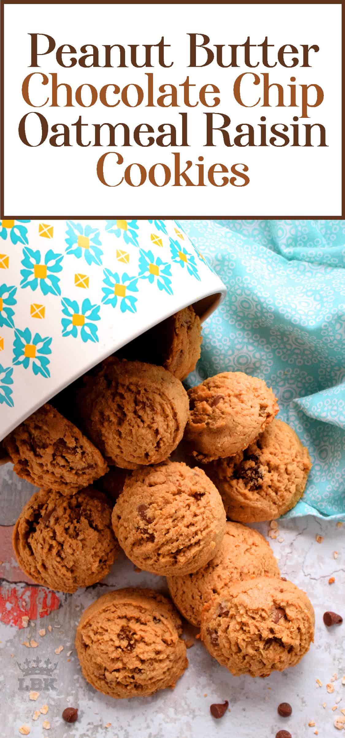 Peanut Butter Chocolate Chip Oatmeal Raisin Cookies Lord Byron's Kitchen