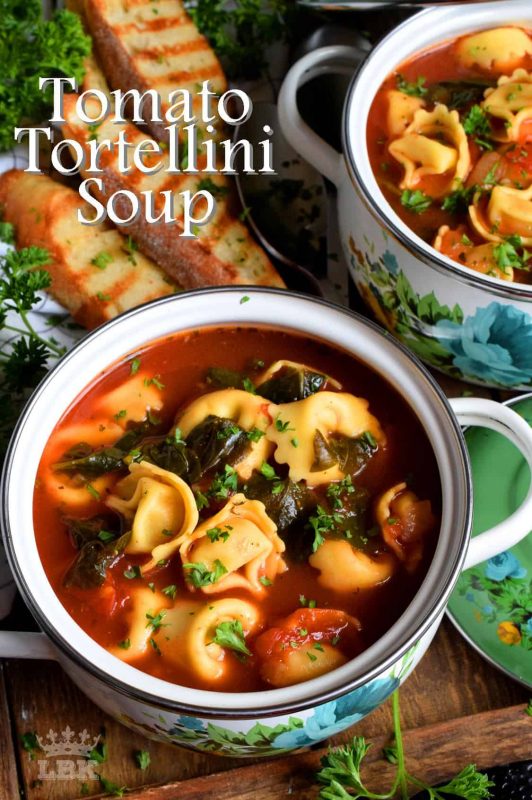 This soup is a complete meal!  It's filling, it's hearty, and it's completely delicious!  Tomato Tortellini Soup is a wholesome and nutritious meal made easy!#pasta #tortellini #soup #tomato #familydinner