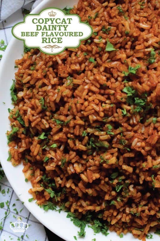 An early childhood family pantry staple in our home, this copycat version of the popular and familiar Dainty brand Beef Flavoured Rice will surely invoke all of your warm and fuzzy nostalgic feelings! With less sodium and preservatives, my copycat version is better for you too! #dainty #rice #beef #friedrice #copycat #recipe