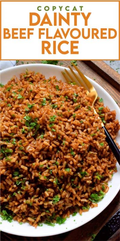 An early childhood family pantry staple in our home, this copycat version of the popular and familiar Dainty brand Beef Flavoured Rice will surely invoke all of your warm and fuzzy nostalgic feelings! With less sodium and preservatives, my copycat version is better for you too! #dainty #rice #beef #friedrice #copycat #recipe