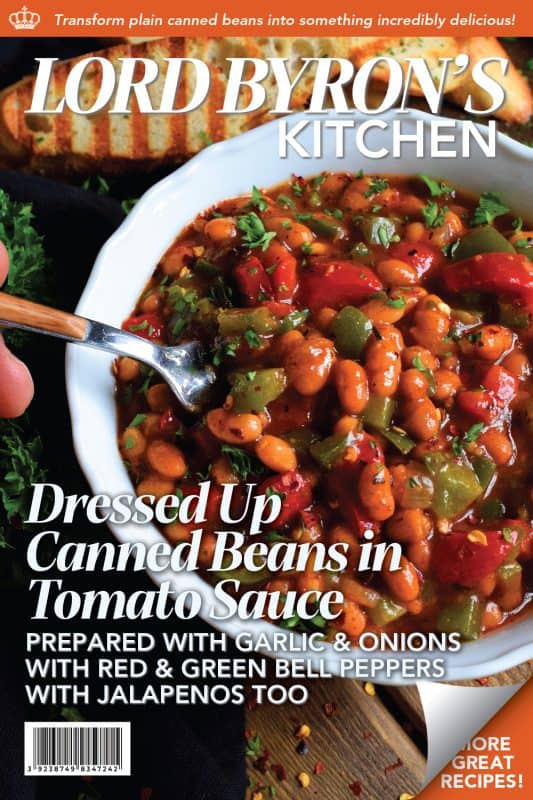 With the help of some fresh vegetables and a few herbs and spices from your pantry or spice rack, this Dressed Up Canned Beans in Tomato Sauce uses plain canned beans and transforms them so that they are extraordinarily flavourful and tastes homemade too! #beans #cannedbeans #homemade #sides