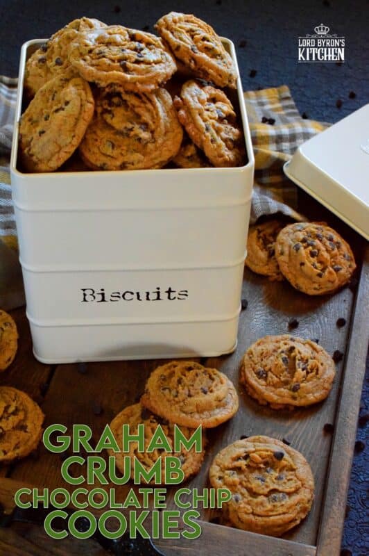 Like the name implies, Graham Crumb Chocolate Chip Cookies are made with crushed graham crumbs, chocolate, and brown sugar. They're a soft-baked cookie with a crispy edge. The texture of the crumbs with the milk chocolate is sensational. These are one of the best cookies you'll ever eat! #cookies #graham #crumbs #chocolate #brown #sugar #wafer
