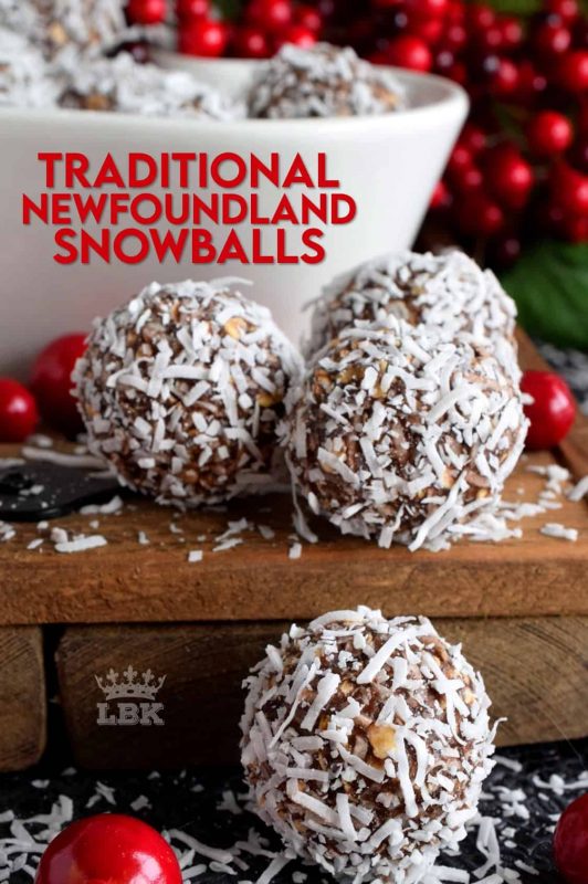 One of the most recognized confections in Newfoundland, these traditional snowballs are a no-bake version with lots of chocolate and coconut flavour! #chocolate #snowballs #traditional #newfoundland #christmas #holiday