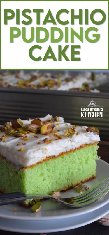 A light and fluffy, yet moist and flavourful Pistachio Pudding Cake topped with cream cheese frosting is perfectly green and festive. This is the ultimate green dessert for St. Patrick's Day! #pistachio #pudding #cake #sheetcake #stpatricksday #greenfood