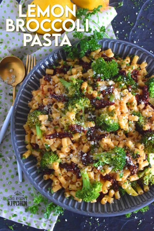 This pasta salad screams summer!  Lemon Broccoli Pasta is a bright, bold, and refreshing pasta dish with budget-friendly ingredients.  Dressed in an oil-based sauce with sun dried tomatoes, this salad is tossed with blanched broccoli and lots of freshly grated parmesan cheese. #lemon #broccoli #pasta #pastasalad #picnicpasta #sundriedtomatoes #oilbased #mayofree