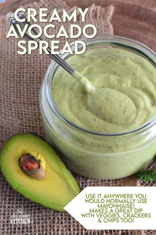 A combination of ripe avocado, creamy mayonnaise, sour vinegar, and tart mustard is what makes Creamy Avocado Spread so delicious! Whip it up, and keep it in your fridge for up to a week - if it lasts that long! #avocado #mayonnaise #spread #dip #sauce #creamy
