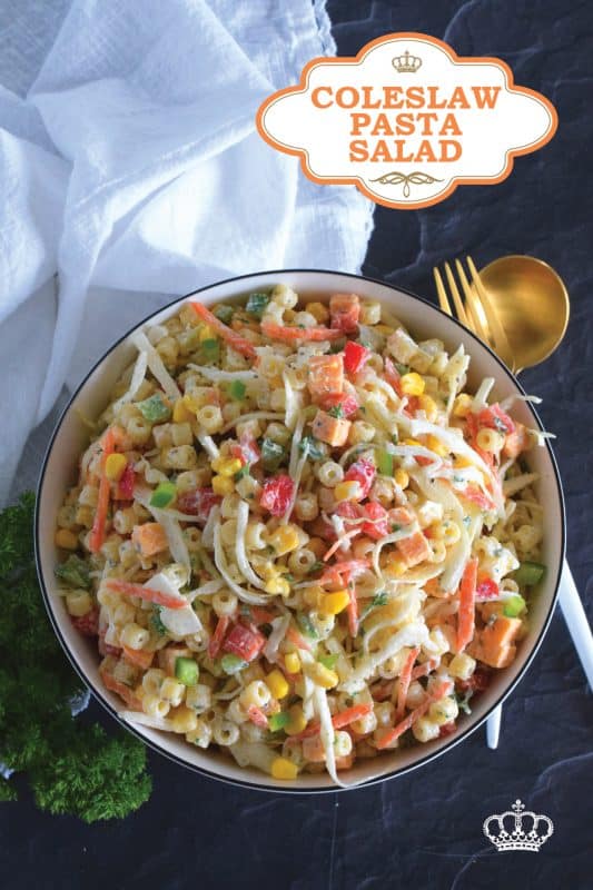 For those times when you're not sure if you want a coleslaw or a pasta salad, make them both - together! All of the tanginess and sweetness that you love in a crunchy coleslaw, coupled with the savoury, homestyle taste of a classic pasta salad! Why have just the one when you can have both? #coleslaw #pastasalad #salad #pasta #summer #side #picnic
