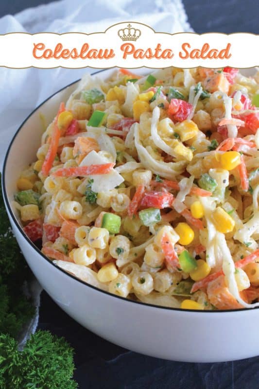 For those times when you're not sure if you want a coleslaw or a pasta salad, make them both - together! All of the tanginess and sweetness that you love in a crunchy coleslaw, coupled with the savoury, homestyle taste of a classic pasta salad! Why have just the one when you can have both? #coleslaw #pastasalad #salad #pasta #summer #side #picnic