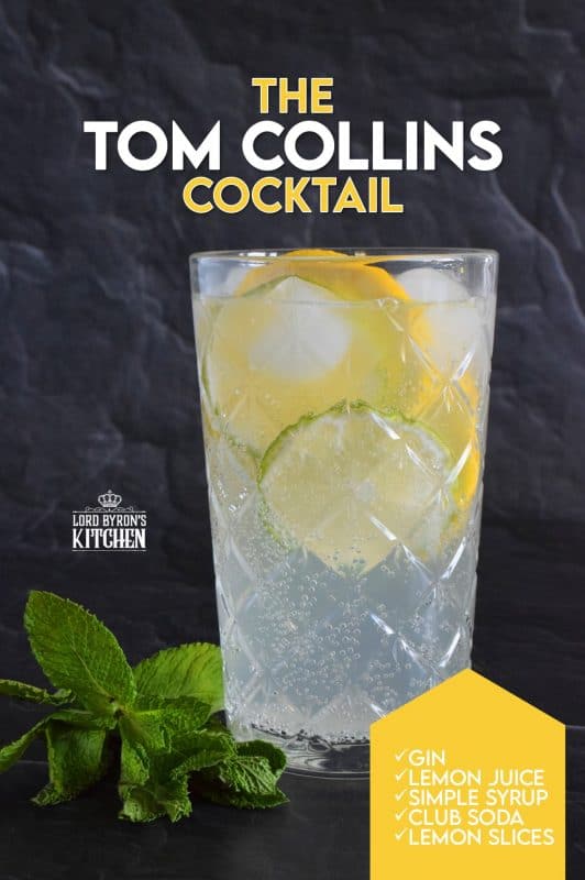 This tall glass of lemon flavoured cocktail is cold and refreshing. Prepared with simple ingredients like fresh lemon juice, gin, sugary syrup, and soda, it's sure to wake up your senses! When it comes to drinks suited for lounging in the backyard on a hot, summer day, nothing beats a Tom Collins Cocktail! #cocktail #tomcollins #theresalwaystimeforacocktail #summerdrinks 