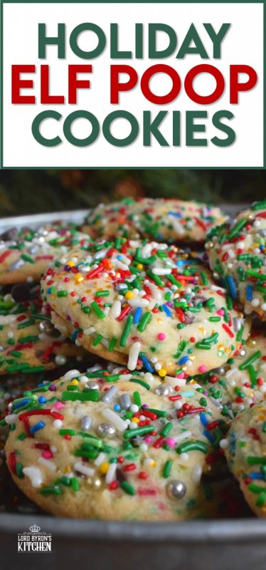Elf Poop Cookies are peppermint flavoured and packed with sprinkles, chocolate, and of course, sugar! Despite the odd name, these are a delight to make with both the big and little kids in your life! After all, who doesn't like to bake with sprinkles? #elf #cookies #sprinkle #poop #christmas #holiday #baking