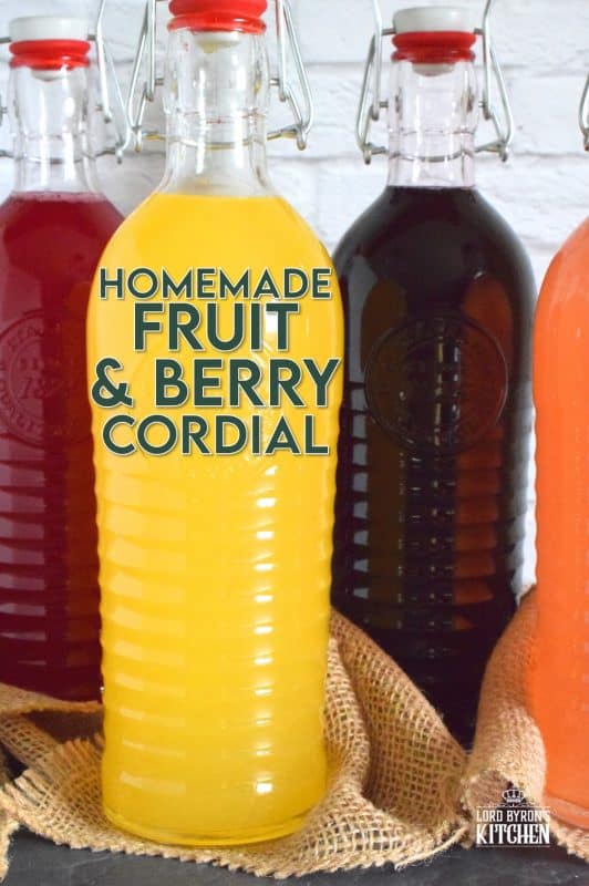 Cordials are nostalgic and remind us of simpler times. A fast paced life is no reason to forego the finer things - like how to make homemade fruit and berry cordials! #fruit #berry #citrus #cordial #squash #concentrate #juice
