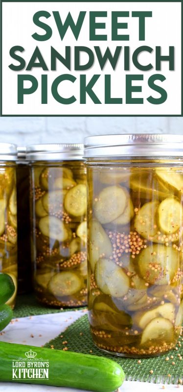 Every sandwich needs a pickle! Preserve your own Sweet Sandwich Pickles using a water bath canning method - easy and inexpensive too! Both zucchini and cucumbers will work in this recipe! #pickles #canned #sweet #preserves
