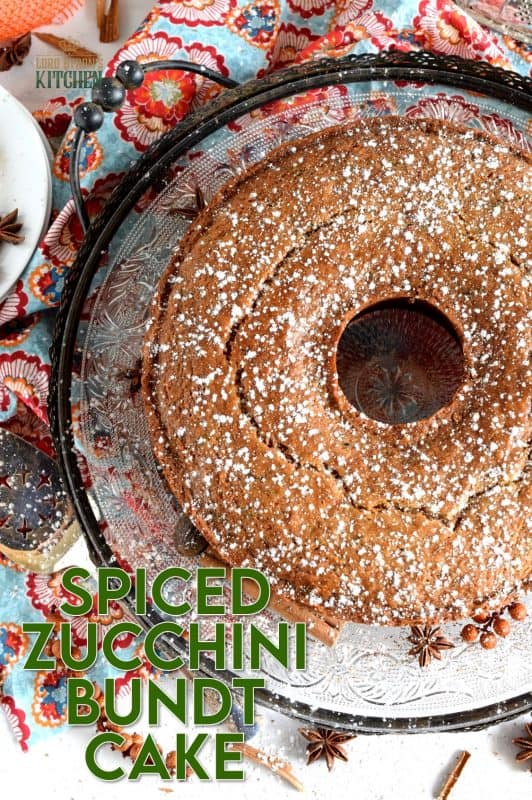 Warming spices such as cinnamon, nutmeg, and ginger come together in this Autumn Spiced Zucchini Bundt Cake to create an inviting slice of fall, using the end of summer’s fresh produce. #zucchini #cake #bundt #fall #spiced #autumn #baking