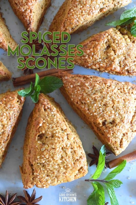 These scones are light and fluffy despite the quite noticeable flavour of the molasses and the plethora of familiar fall spices. With a warming combination of cinnamon, nutmeg, ginger, allspice, and a touch of anise, Spiced Molasses Scones are sure to wake up your taste buds! #scones #molasses #autumn #fall #spiced #baking