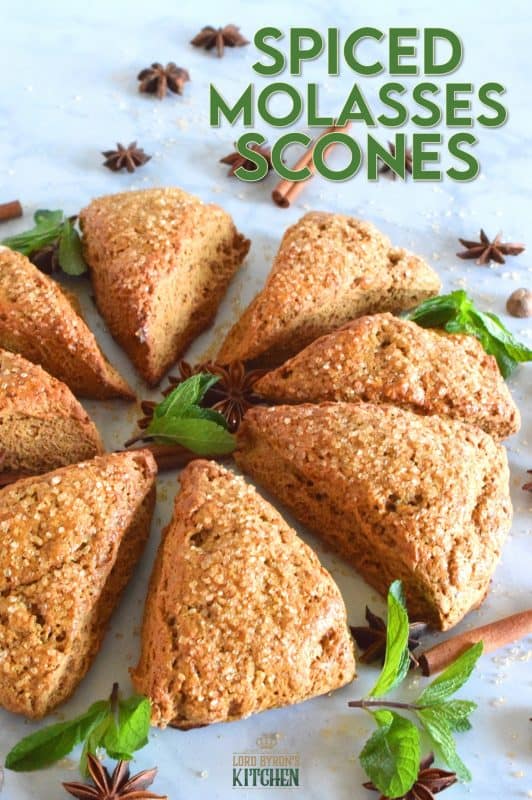These scones are light and fluffy despite the quite noticeable flavour of the molasses and the plethora of familiar fall spices. With a warming combination of cinnamon, nutmeg, ginger, allspice, and a touch of anise, Spiced Molasses Scones are sure to wake up your taste buds! #scones #molasses #autumn #fall #spiced #baking