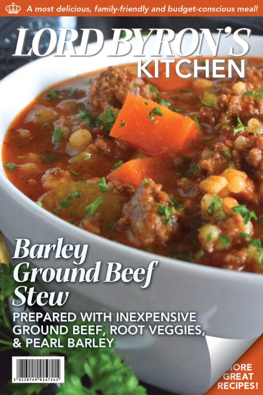 Traditionally, beef stew is made with chuck and can be pricey for the budget-conscious family. Using inexpensive ground beef is a great solution. It's readily available and affordable too. Paired with barley and a few vegetables, this stew is simply delicious! #beef #groundbeef #barley #stew #beefstew