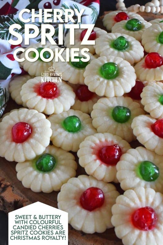 A good spritz cookie should taste slightly sweet and buttery. The cookie should be slightly crumbly, but not dry, and it should melt on your tongue. Nothing is more Christmassy than Cherry Spritz Cookies! It's a long-standing holiday favourite and this one screams cheerful with those brightly coloured candied cherries! #candiedcherries #spritz #spritzcookies #baking #christmas #holiday #redandgreen