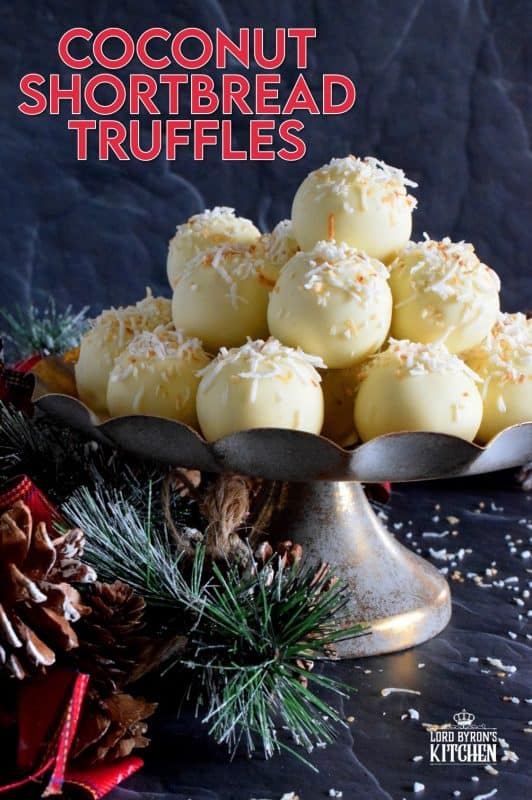 You will not believe how easy these Coconut Shortbread Truffles are to prepare! With lots of coconut flavour, these truffles are made with crumbled shortbread cookies and dipped in velvety white chocolate. Be sure to toast the coconut first to really get the best out of this holiday confection! #holiday #christmas #chocolate #truffles #coconut #nobake #cookies