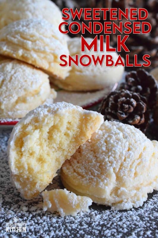 Prepared with only five ingredients, Sweetened Condensed Milk Snowballs are light and fluffy, and only slightly sweet. They look plain and drab, but they are quite delicious, very easy to make, and extremely budget friendly too! #christmas #holiday #baking #condensedmilk #eaglebrand #cookies