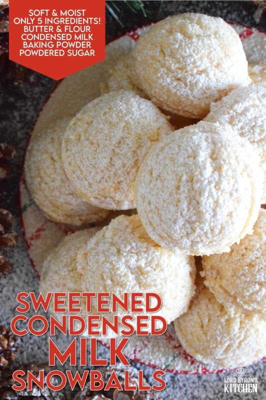 Prepared with only five ingredients, Sweetened Condensed Milk Snowballs are light and fluffy, and only slightly sweet. They look plain and drab, but they are quite delicious, very easy to make, and extremely budget friendly too! #christmas #holiday #baking #condensedmilk #eaglebrand #cookies