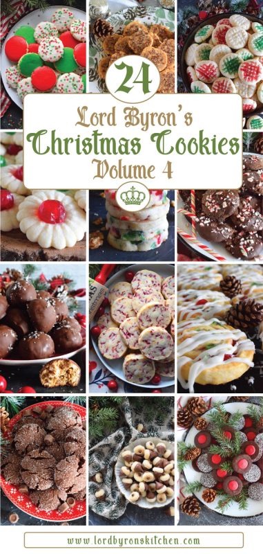 It’s been just a few days since the last recipe in Lord Byron’s 24 Cookies of Christmas – Volume 4 was published. Like in previous years, I’m publishing the complete countdown in this one post. If you missed any, don’t worry; they’re all right here! #christmas #cookies #holiday #baking