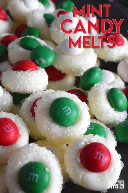Quick and easy Mint Candy Melts is the perfect last-minute, no-bake confection. Package these beauties in little cellophane bags and tie with a festive ribbon to give to friends and neighbours. These would make a lovely take-home goodie bag too! #m&m #mint #peppermint #nobake #christmas #candy