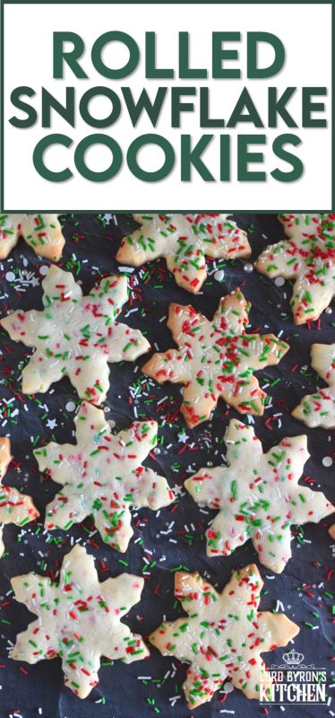 This easy-to-make cookie looks great and tastes even better! Using only four ingredients, Rolled Snowflake Cookies are for those who love to make holiday cookies with rolling pins and cookie cutters. No frosting skills needed here! #christmas #holiday #cookies #cookiecutter