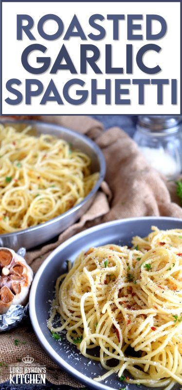 Roast the garlic ahead of time to cut down on the time it takes to make this dish. Roasted Garlic Spaghetti is not for the faint of heart. Garlic lovers rejoice! This dish is for you! Garlic can also be used in dressings or spread on crostini for a great tasting, garlicky appetizer! #garlic #roastedgarlic #garlickypasta #spaghetti #sweetgarlic